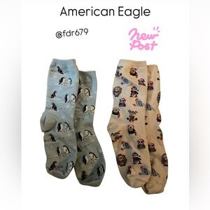 American Eagle Winter Pattern Crew Socks- 2 for One Price!